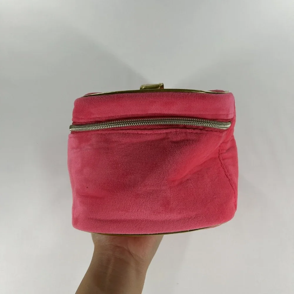 Juicy Couture Vintage Y2K Toiletry Case Rhienstone Pink And Gold Velour